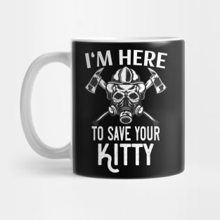 Funny Firefighter Saves Kitty Firemen Mug